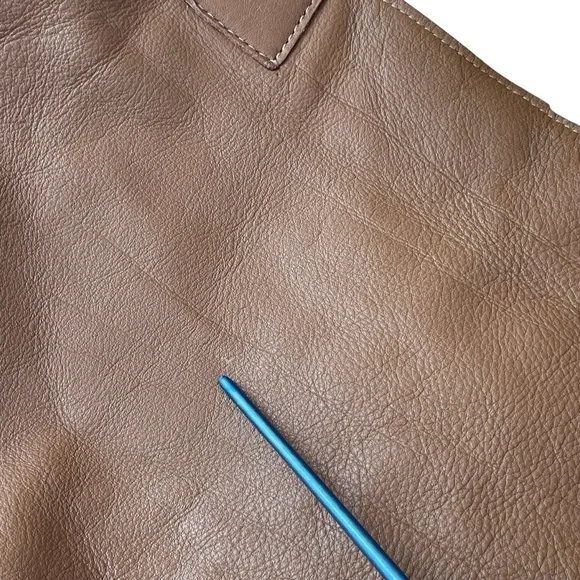 Camel Brown Fringe Leather Tote Bag Oversized Slouchy Boho Hobo Neutral - Picture 10 of 17